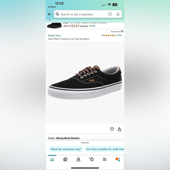 Vans Men’s Trainers Low Top Size 10 Men’s! Black & white shoe w/ white laces - Picture 1 of 3